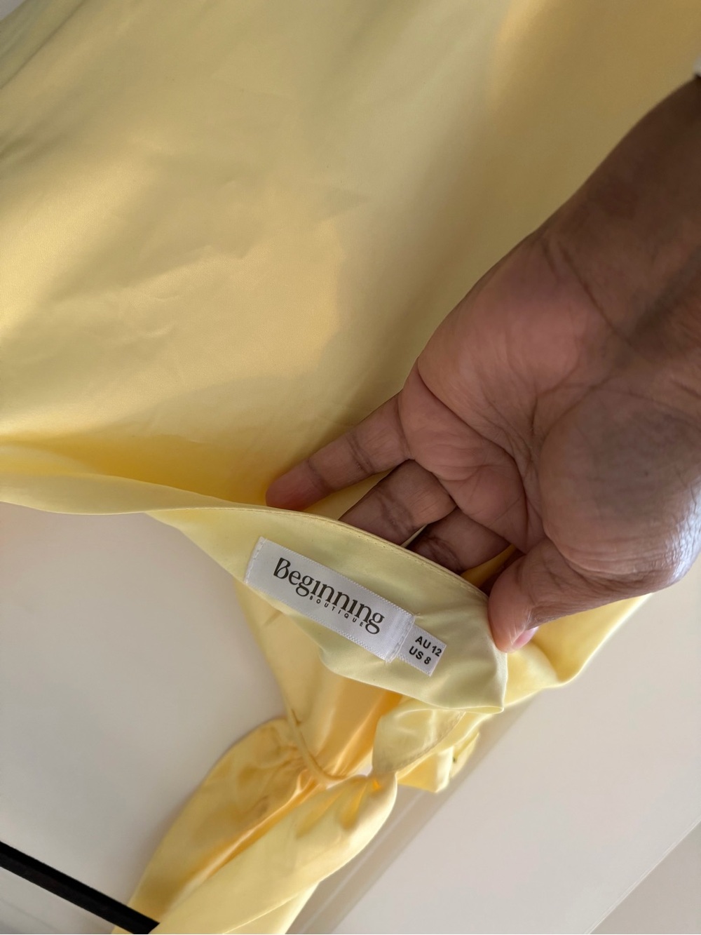 Beginning Boutique Pale Yellow Cowl Neck Mini Dress - Picture 3 of 3